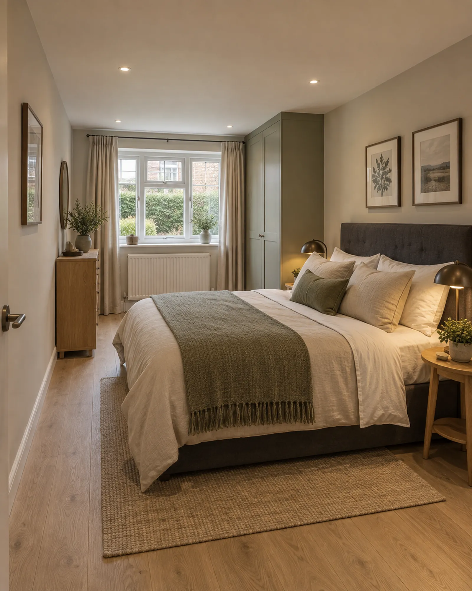Garage converted into a ground-floor bedroom with fitted wardrobes and en-suite