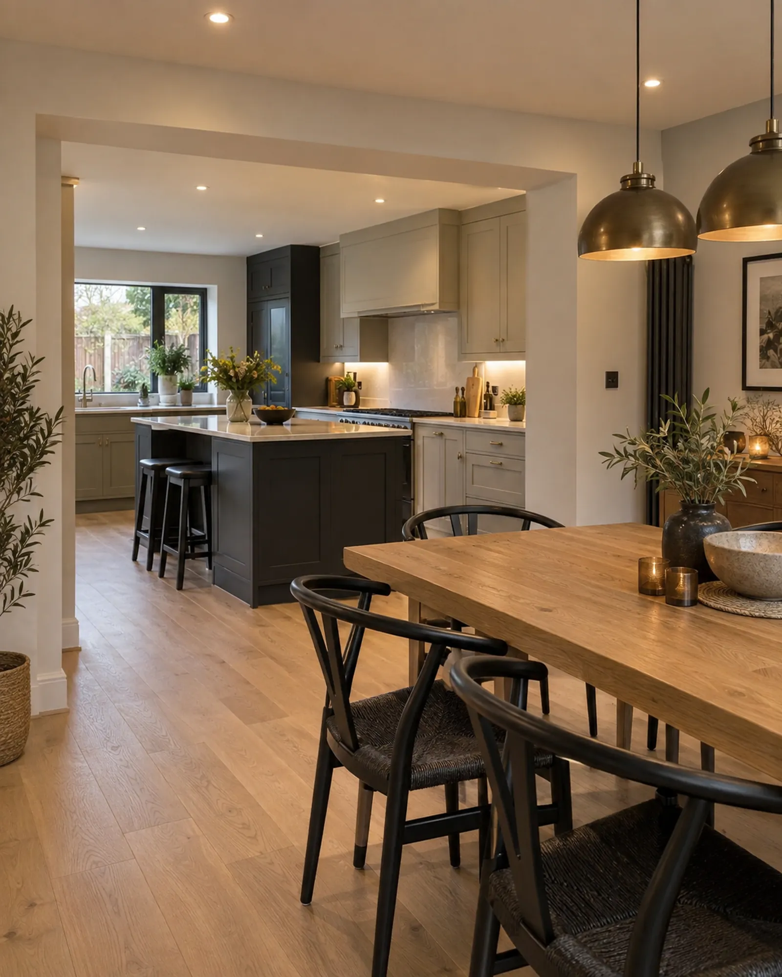 Kitchen knocked through into a former garage to create open-plan kitchen dining